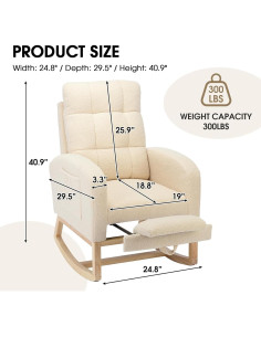 Silla Mecedora NIOIIKIT Tapizada para Nursery Albaricoque 2