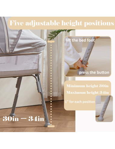 Cuna de lado Nezmdi BBC001 con colchón ajustable y malla