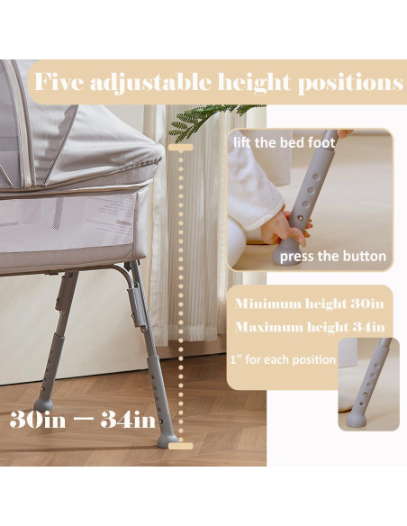 Cuna de lado Nezmdi BBC001 con colchón ajustable y malla