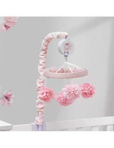 Móvil Musical para Cuna Lambs & Ivy Floral Rosa 27 cm
