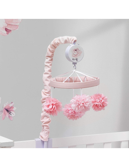 Móvil Musical para Cuna Lambs & Ivy Floral Rosa 27 cm