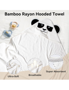 Toalla con Capucha BubblePanda para Bebés 76x76 cm Suave y Absorbente 2