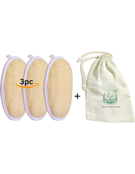 Esponja Exfoliante Natural de Lufa Jaunty - Paquete de 3 Piezas
