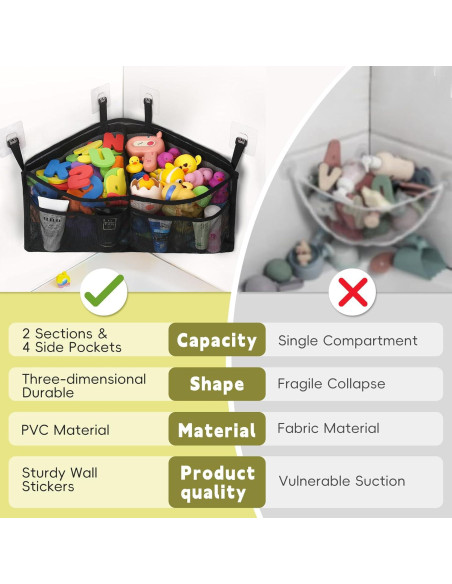 Organizador de Juguetes de Baño Goowin Triangular Negro 38x56cm