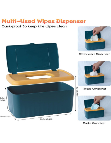 54 Toallitas de Tela Reutilizables para Bebés con Dispensador Azul