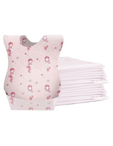 Baberos Desechables para Bebés Sirena 25pcs Impermeables