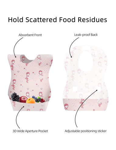 Baberos Desechables para Bebés Sirena 25pcs Impermeables