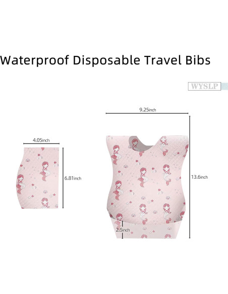 Baberos Desechables para Bebés Sirena 25pcs Impermeables