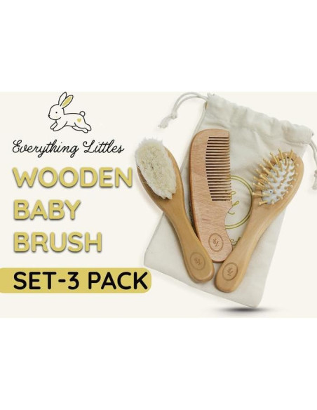 Juego de Cepillos de Madera para Bebés Everything Littles - 3 Piezas