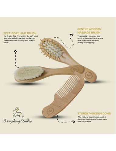 Juego de Cepillos de Madera para Bebés Everything Littles - 3 Piezas