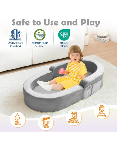 Cama de Viaje 2-en-1 QUCHI para Niños Pequeños - Plegable y Portátil