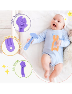 Mordedores de Silicona Hooku para Bebés 3-12 Meses - 4 Piezas 2