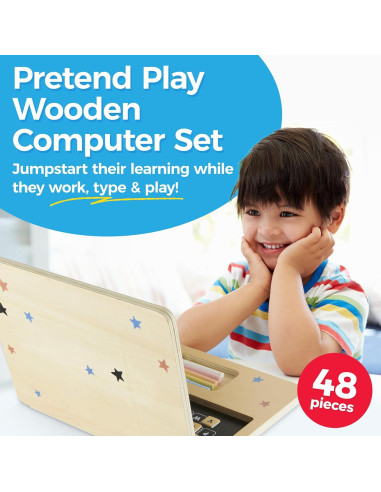 Juego de Simulación de Computadora de Madera Amusty - 41 Teclas Magnéticas