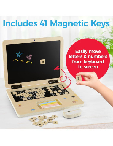 Juego de Simulación de Computadora de Madera Amusty - 41 Teclas Magnéticas