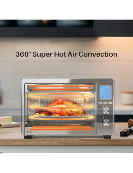 Horno de Aire LNC 34QT 1750W 12-en-1 Acero Inoxidable Plata