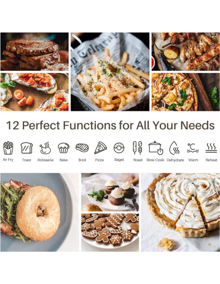 Horno de Aire LNC 34QT 1750W 12-en-1 Acero Inoxidable Plata