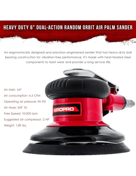 Lijadora de Palma Neumática TCP Global 6" Doble Acción