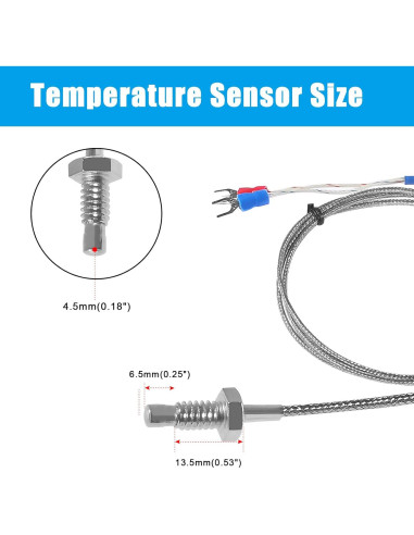 Sonda de Temperatura Tipo K Alinan 1M M6 0-400C 2 Pcs