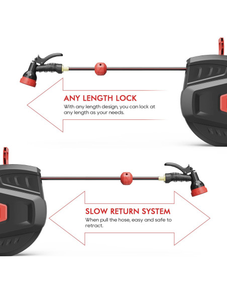 Carrete de Manguera de Jardín ECOMAX ELG01 30.48m con 9 Patrones