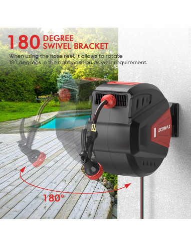 Carrete de Manguera de Jardín ECOMAX ELG01 30.48m con 9 Patrones