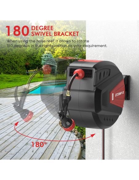 Carrete de Manguera de Jardín ECOMAX ELG01 30.48m con 9 Patrones