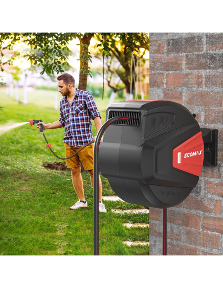 Carrete de Manguera de Jardín ECOMAX ELG01 30.48m con 9 Patrones
