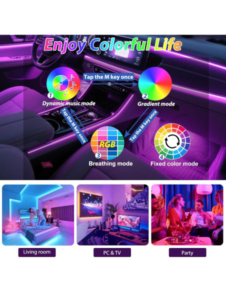 Luces LED interiores para coche Latamil FWD2 RGB 2 en 1