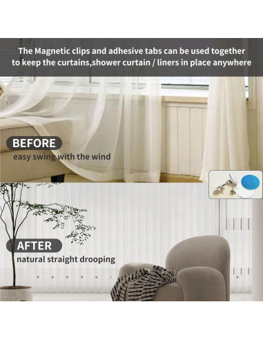 24 Clips Magnéticos para Cortinas M_lapis - Fuerte Sujeción