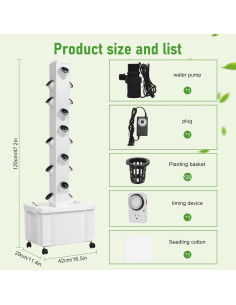 Torre Hidropónica Bluethy 5 Capas 20 Agujeros con Ruedas 2