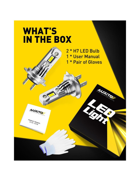 Bombillas LED H7 AUXITO 900% Brillo Ultra 6500K Paquete de 2