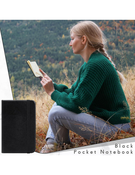 10 Cuadernos de Piel Dura Qeeenar 10x15.2 cm Negro