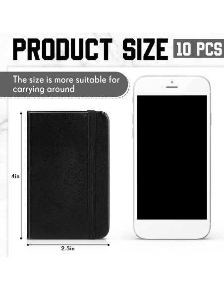 10 Cuadernos de Piel Dura Qeeenar 10x15.2 cm Negro