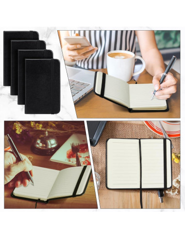 10 Cuadernos de Piel Dura Qeeenar 10x15.2 cm Negro