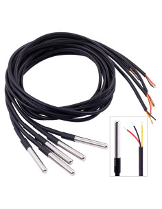Sensor de temperatura digital impermeable Hilitchi DS18B20 - 5 piezas 1m