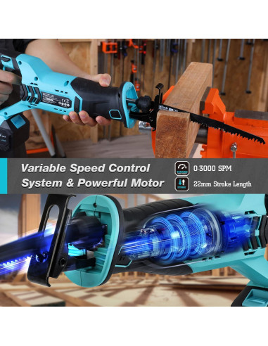 Sierra Recíproca Inalámbrica DURATECH 20V 4.0Ah 3000SPM