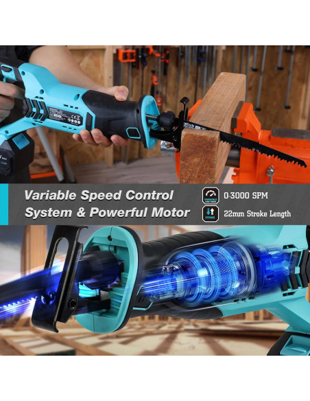 Sierra Recíproca Inalámbrica DURATECH 20V 4.0Ah 3000SPM