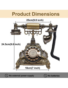 Teléfono Rotatorio Vintage DYRABREST Bronce 26x30x23 cm 2