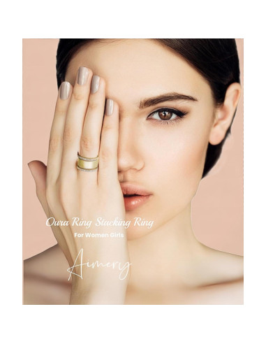 Anillo apilable ajustable Aimery 14K oro con circonita para Oura