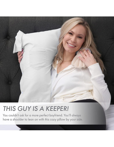 Almohada Novio Grande Blanca - Microperlas y Algodón