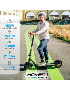 Scooter Eléctrico Plegable Hover-1 Alpha 450W 29 km/h 10" 2