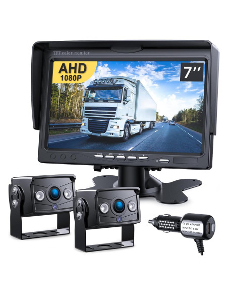 Kit de Monitor Doble 7" HD 1080P DVKNM con 2 Cámaras IP69