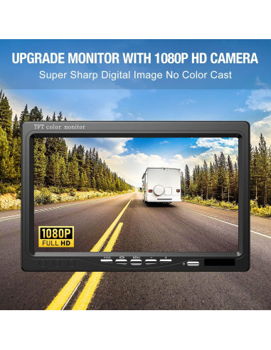 Kit de Monitor Doble 7" HD 1080P DVKNM con 2 Cámaras IP69