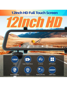 Cámara de tablero 1080P AMprime 12" 4 canales GPS visión nocturna 2