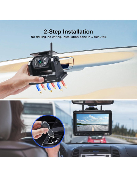 Cámara de Respaldo Inalámbrica VOONOA 1080P con Monitor 7"