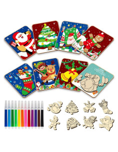 Rompecabezas de Madera Navideños Gisgfim - 8 Piezas para Colorear