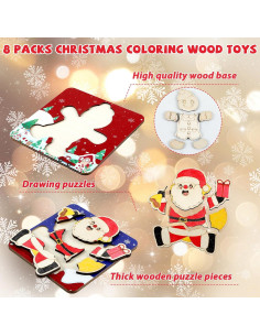Rompecabezas de Madera Navideños Gisgfim - 8 Piezas para Colorear 2