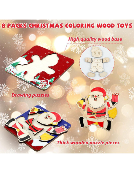Rompecabezas de Madera Navideños Gisgfim - 8 Piezas para Colorear