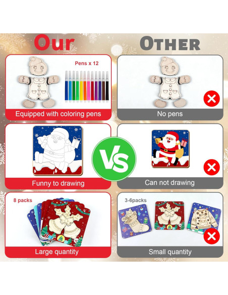 Rompecabezas de Madera Navideños Gisgfim - 8 Piezas para Colorear