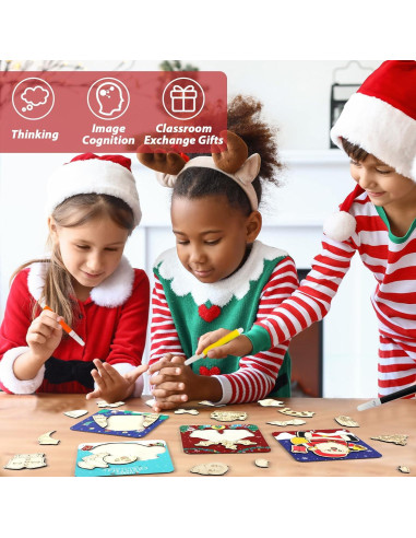 Rompecabezas de Madera Navideños Gisgfim - 8 Piezas para Colorear