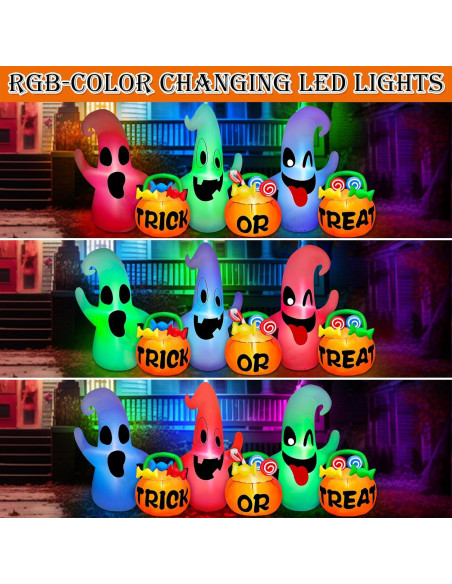 Decoración Inflable Halloween TURNMEON 2.44 m 3 Fantasmas LED